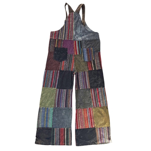 Jayli Vintage Bohemian Patchwork Wide Leg Overalls Boho Festival Hippie NWT New - Picture 12 of 15